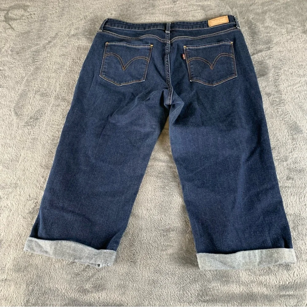 Levi’s Capri Stretch Jeans Women Size 12 Blue Denim Rolled Hem Casual Retro - Picture 2 of 10